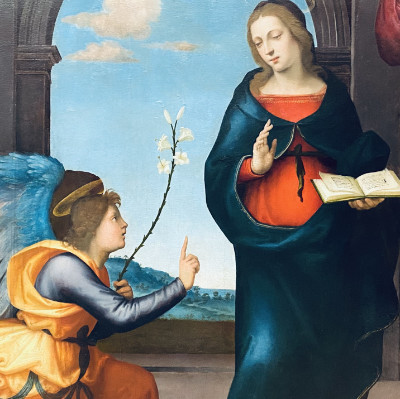Mariotto Albertinelli, Verkündigung Mariae zwischen dem heiligen Sebastian und Lucia, um 1507/08