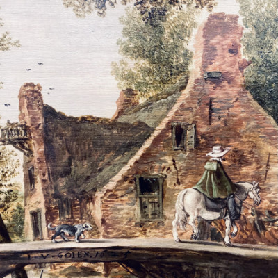 Jan van Goyen, Kanallandschaft mit Dorf, 1625